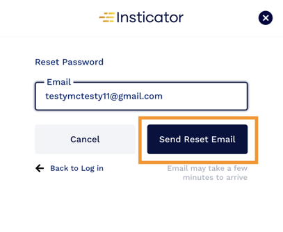 reset password window